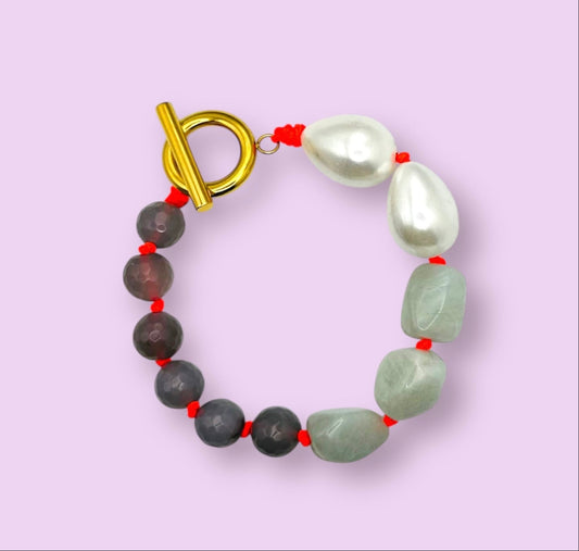 Armband NOVA, grau/türkis/weiss