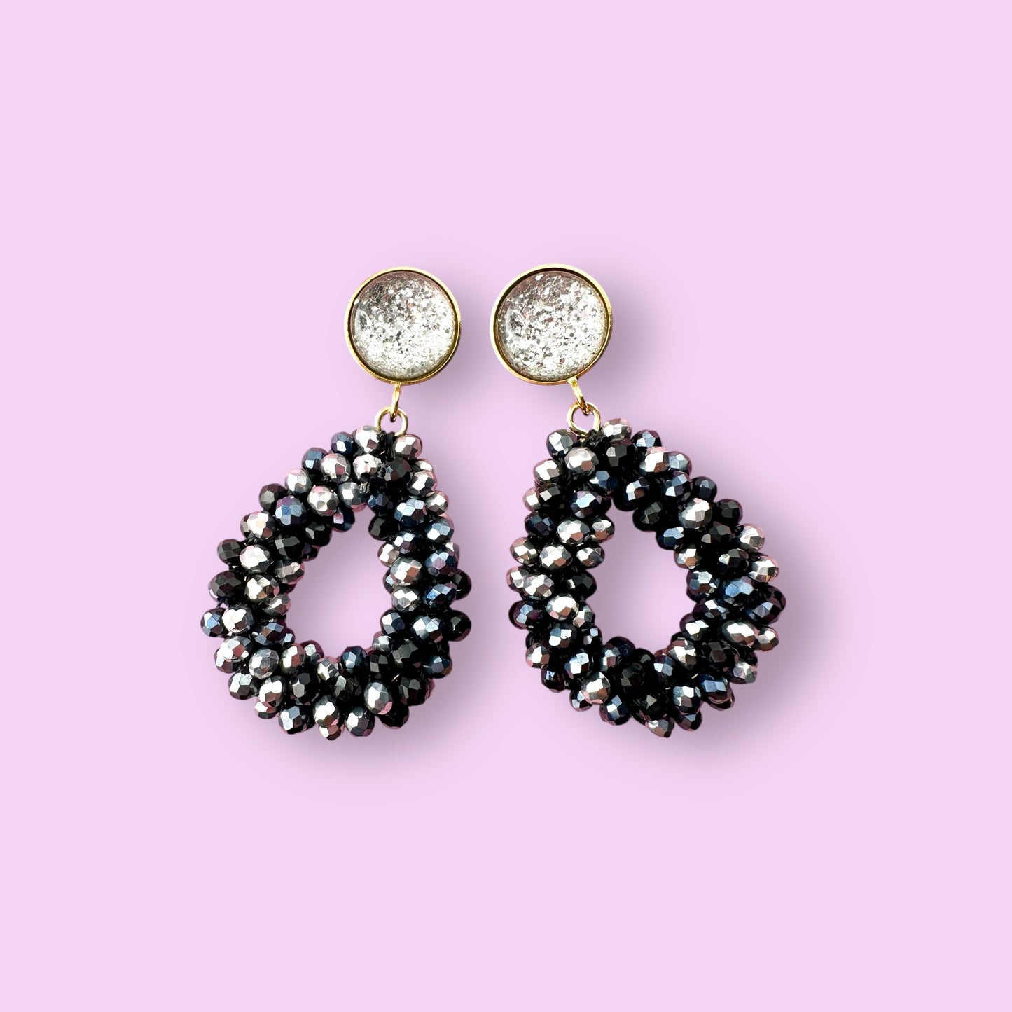 Ohrringe ELLA, schwarz/silber