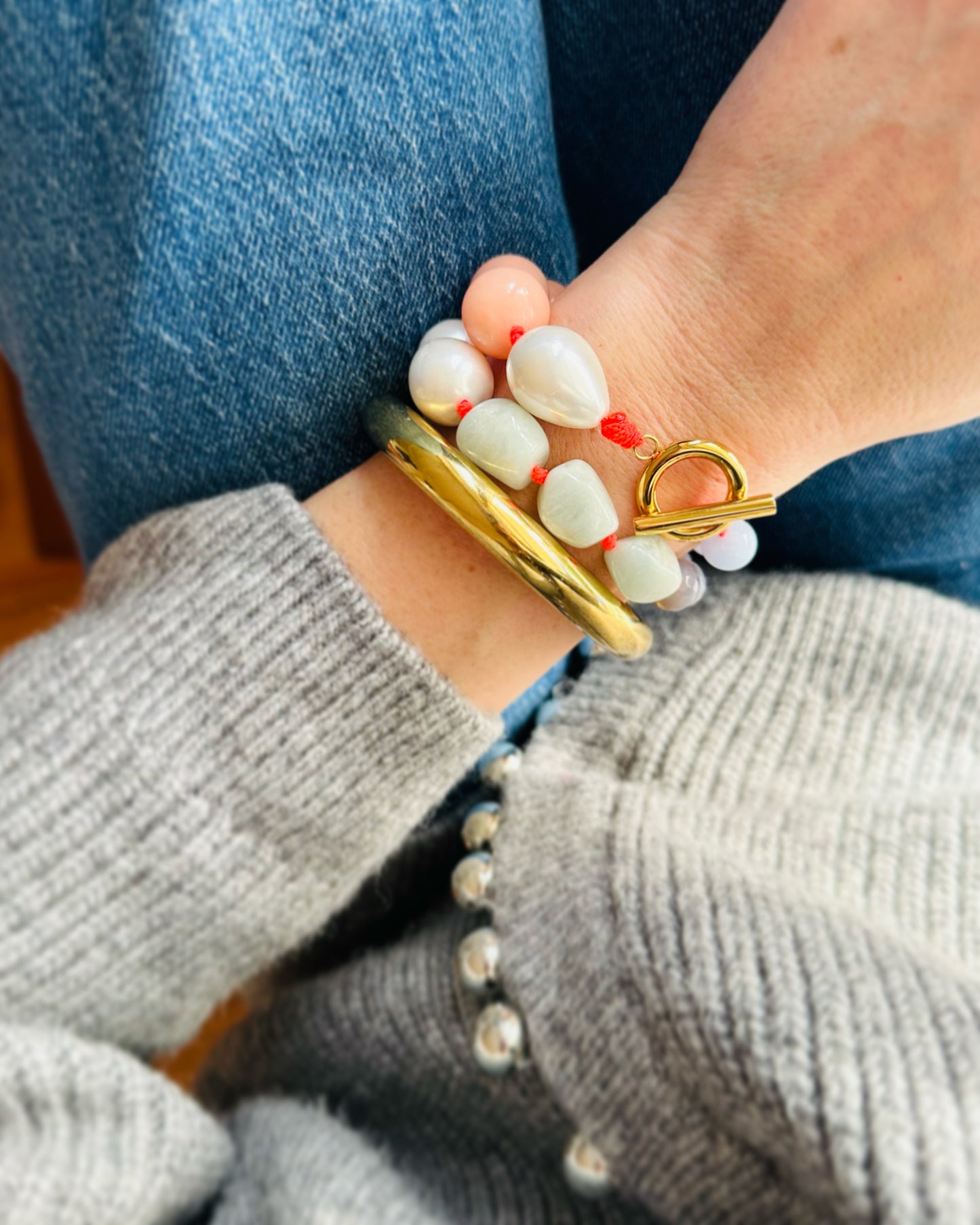 Armband NOVA, grau/türkis/weiss