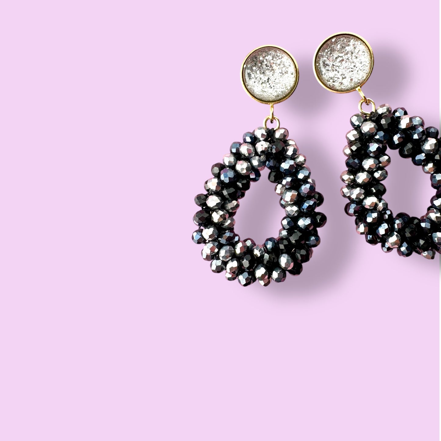 Ohrringe ELLA, schwarz/silber